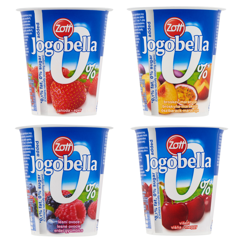 Zott Jogobella 0% élőflórás sovány gyümölcsjoghurt 150 g édesítőszerekkel