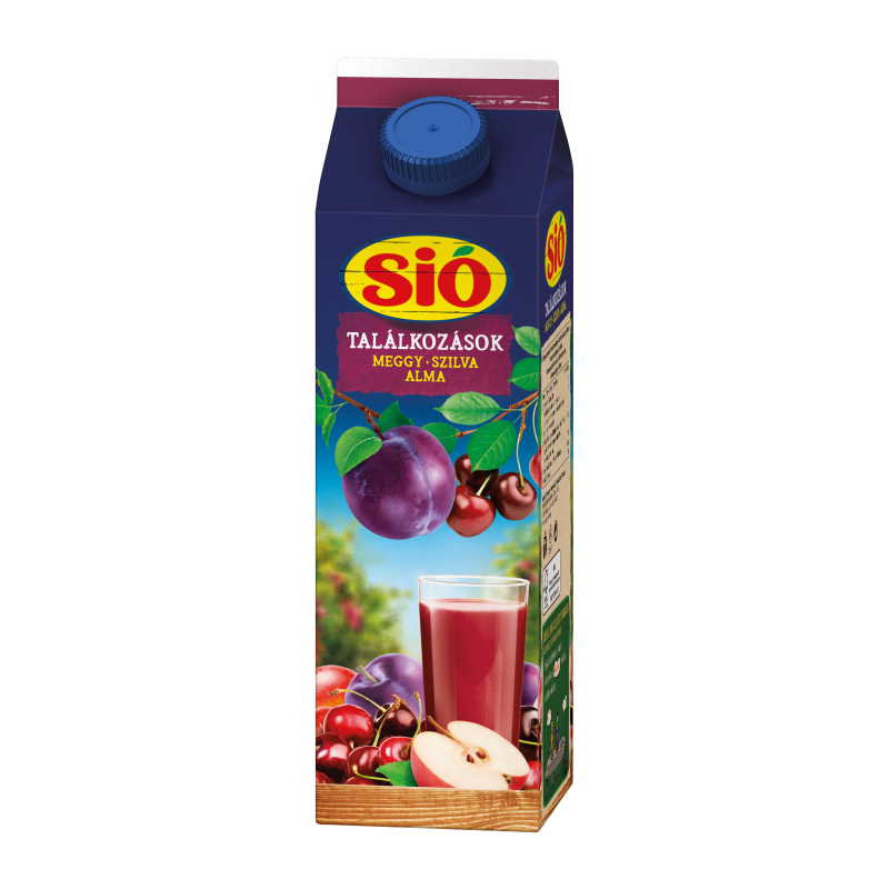 Sió Találkozások gyümölcsital 1 l rostos meggy-szilva-alma 12%